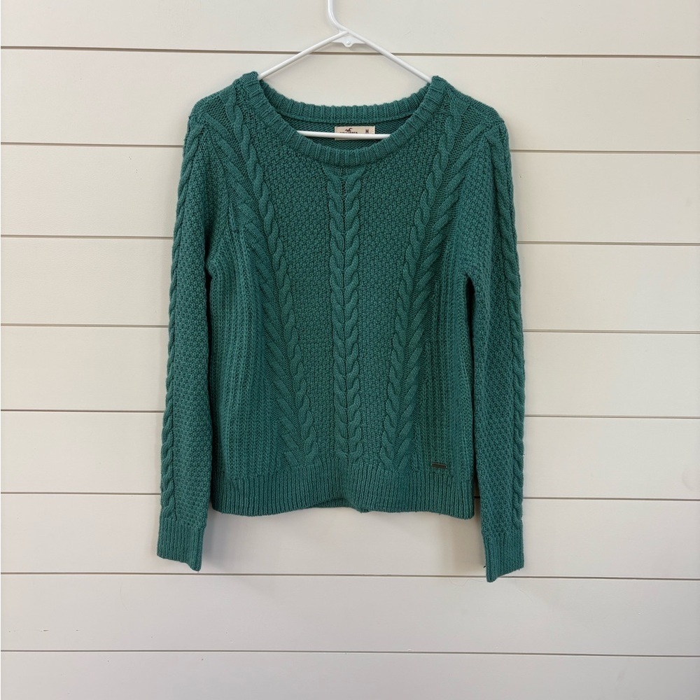 Hollister Teal Cable Knit Sweater
